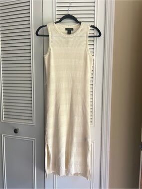 Sleeveless Cream Knit Midi Dress